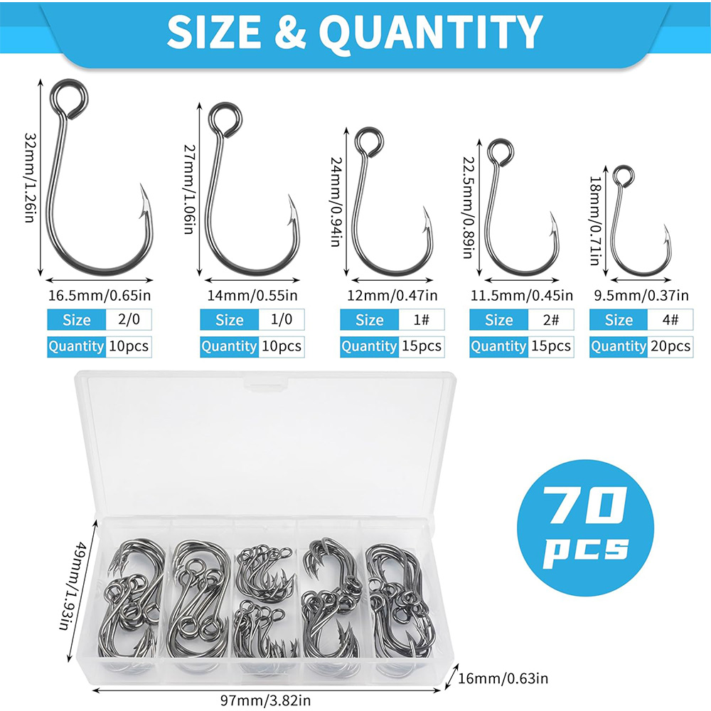 70 pçs ganchos de pesca em lin - Fishing Hook Assortment avaliação e preço